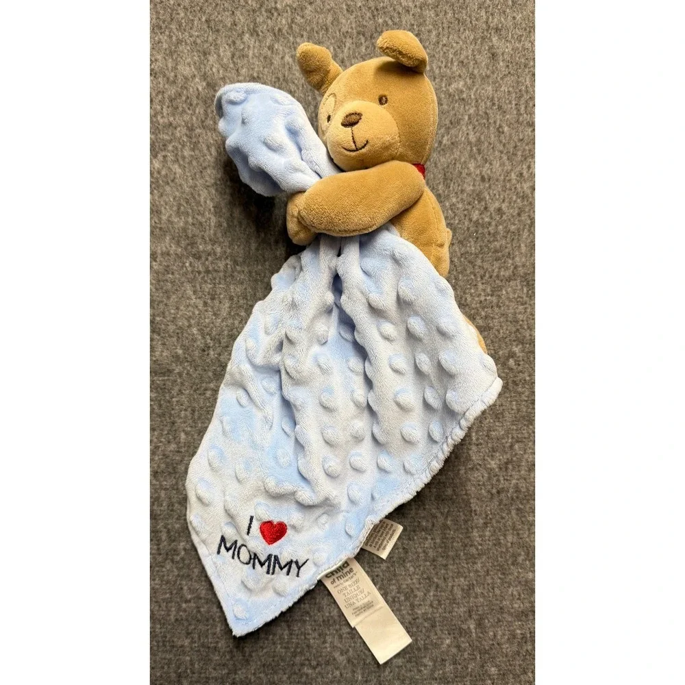 Child of Mine by Carters Puppy Dog I Love Mommy Blue Minky Dot Security Blanket
